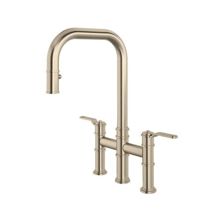 Rohl Armstrong Pull-Down Bridge Kitchen Faucet With U-Spout U.4551HT-STN-2